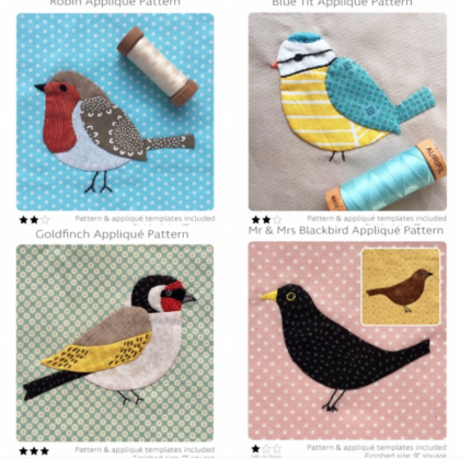 Bundle of four Bird Appliqué Patterns